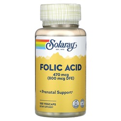 Solaray Folic Acid, 470 mcg, 100 VegCaps