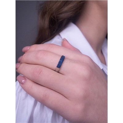 Кольцо из серебра с нат.синей шпинелью родированное