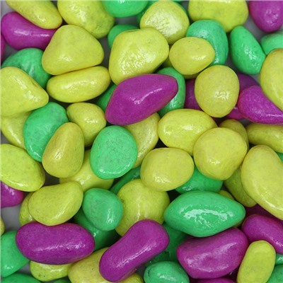 Галька декоративная, флуоресцентная микс: лимонный, зеленый, пурпурный, 800 г, фр.8-12 мм