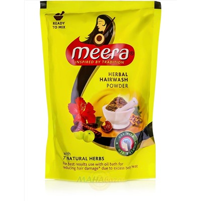 Сухой травяной шампунь Мира, 80 г, производитель Кевин Кейр; Meera Herbal Hairwash Powder, 80 g, CavinKare