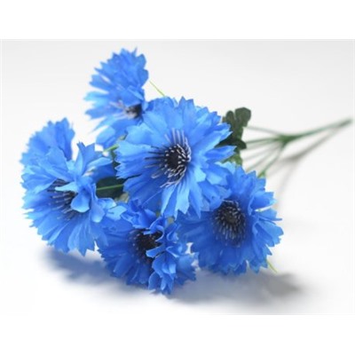 Искусственные цветы, Ветка в букете василек 7 голов (1010237) голубой