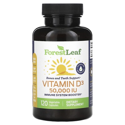 Forest Leaf Vitamin D3, 1,250 mcg (50,000 IU), 120 Vegetable Capsules