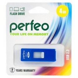 USB-флеш-накопитель PERFEO  4GB S03 Blue Perfeo {Тайвань}