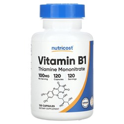 Nutricost Vitamin B1, Thiamine Mononitrate, 100 mg, 120 Capsules