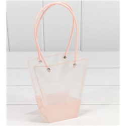 Пакет подарочный пластиковый 16*16*8 см Ваза для цветов розовый 445079