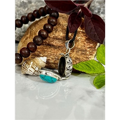 Серебряный кулон с кавачей из Бирюзы, 6.05 г; Silver pendant with Turquoise kavach, 6.05 g