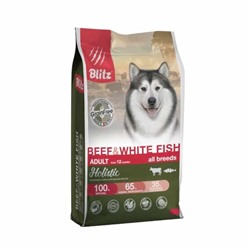 БЛИЦ Holistic корм ADULT BEEF & WHITE FISH беззерновой для собак Говядина & Белая рыба 500г АГ