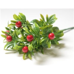 Искусственные цветы, Ветка в букете зелени с ягодами (1010237) красный