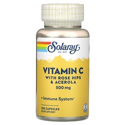 Solaray Vitamin C, with Rose Hips & Acerola, 500 mg, 100 Capsules