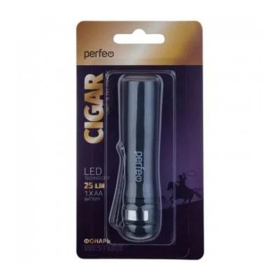 Фонарь "Cigar" 0,5Вт-LED, черный  25LM, 1*АА, 1 режим PF_C3016 Perfeo {Китай}