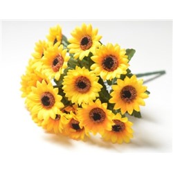 Искусственные цветы, Ветка в букете подсолнух 18 голов (1010237) желтый