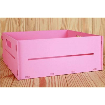 Ящик деревянный с ручками (23*23*9 см) розовый 151483