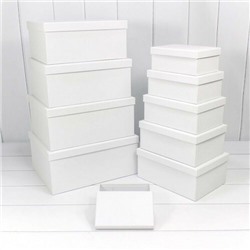 Набор подарочных коробок 10 в 1 прямоугольник 34*26*15.3 см Белый 441004