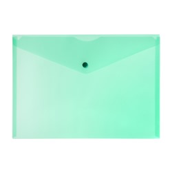 Папка-конверт на кнопке А5, 150 мкм, Calligrata Standard, прозрачная, зеленая