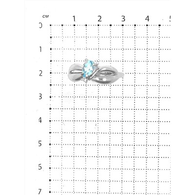 Кольцо из серебра с нат.топазом и фианитами родированное