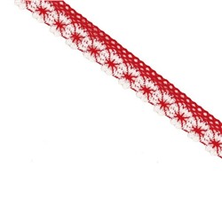 Кружево вязаное "на коклюшках" 2 см красный 13.65 м