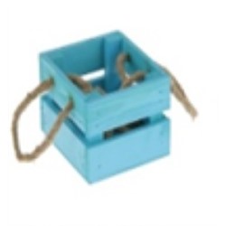 Ящик деревянный с веревочной ручкой (13*12.5*9) голубой 230271