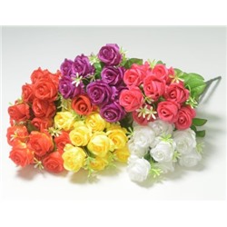 Искусственные цветы, Ветка в букете бутон розы атласный 10 гол (1010237) микс