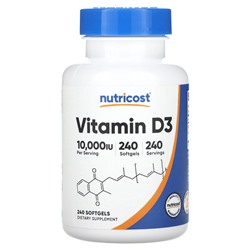 Nutricost Vitamin D3, 10,000 IU, 240 Softgels