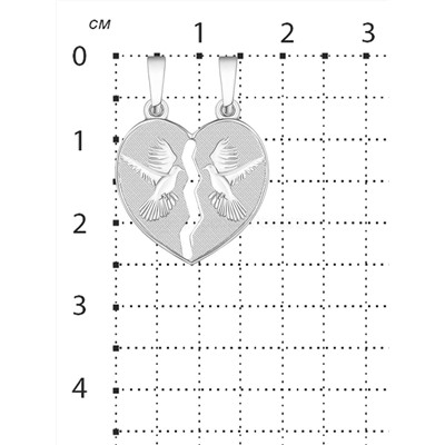 Подвеска двойная (на разлом) из серебра родированная