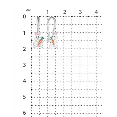 Серьги детские из серебра с эмалью родированные - Зайчики, Зайцы