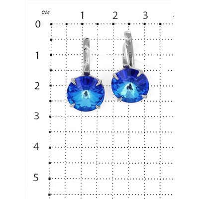 Серьги из серебра с кристаллами Swarovski Королевский синий родированные