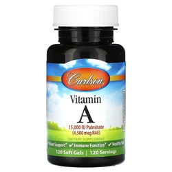 Carlson Vitamin A, 4,500 mcg RAE (15,000 IU), 120 Soft Gels