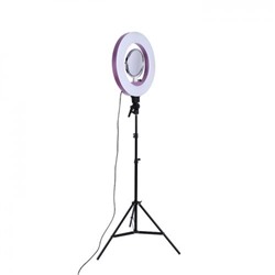 Кольцевая лампа визажиста напольная для фото съемки средняя ( пульт, от 220вТ и от USB ,регулировка яркости и теплоты, высота до 2,5 м, диам.лампы 25 см)