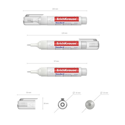 Ручка-корректор 4 мл, ErichKrause Standard, с металлическим наконечником