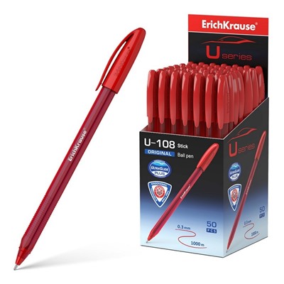 Ручка шариковая ErichKrause U-108 Original Stick 1.0, Ultra Glide Technology, красная