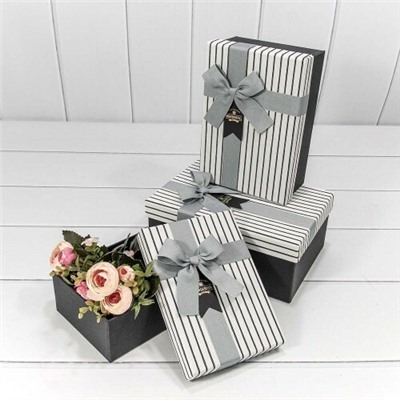 Набор подарочных коробок 3 в 1 прямоугольник 22.5*16*9.5 см С бантом "Wonderful" белый 440678