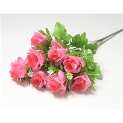 Искусственные цветы, Ветка в букете бутон розы с листом 9 голов (1010237)