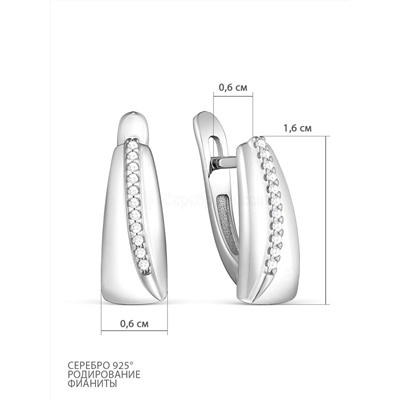 Серьги из серебра с фианитами родированные