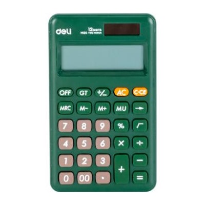 Калькулятор 12 разрядов EM120GREEN 178х110х26,5 мм зеленый, карманный (1740392) Deli {Китай}