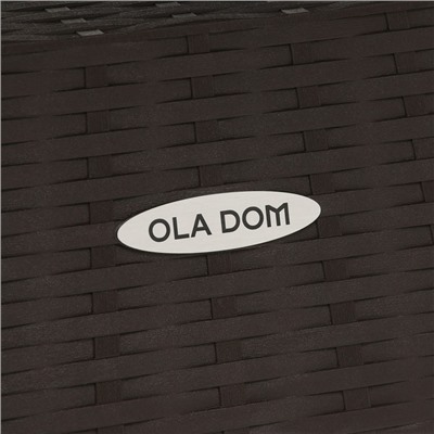Стол "RATTAN Ola Dom" круглый со стеклом, коричневый, 70 х 70 х 72 см