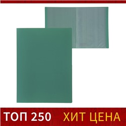 Папка с 10 вкладышами А4, 500 мкм, Calligrata, текстура "песок", зелёная