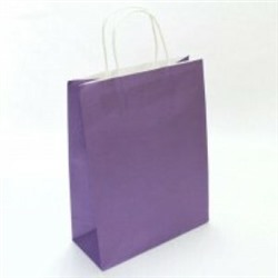 Подарочный крафт пакет с бумажной ручкой 15*21*8 см Фиолетовый 12 шт/уп