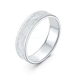 Кольцо обручальное из родированного серебра с пескоструйной обработкой и алмазной огранкой 20-01-1017