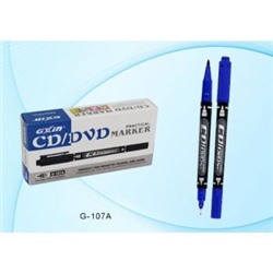 Маркер CD/DVD двусторонний 1-0.5 мм синий G-107A/син/ Basir {Китай}