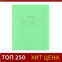 Тетрадь 12 листов косая линейка "Зелёная обложка", офсет №1, 58-63гр/м2, белизна 90%