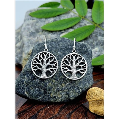 Серебряные серьги с дизайном в виде Дерева, 7.46 г; Silver earrings with Tree Design, 7.46 g