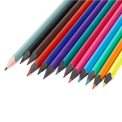 Цветные карандаши, 12 цветов, трехгранные, Тачки