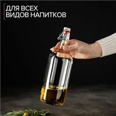 Бутылка бугельная с пробкой, 1 л, цвет прозрачный