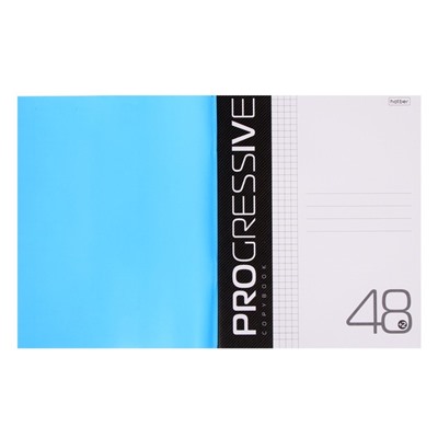 Тетрадь 48 листов в клетку PROGRESSIVE Синяя, пластиковая обложка, блок 65 г/м²