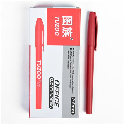 Ручка гелевая, 0.5 мм, красный, корпус красный матовый