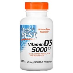 Doctor's Best Vitamin D3, 125 mcg (5,000 IU), 720 Softgels
