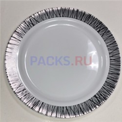 Тарелка пластиковая d-180  серебряный луч Compliment Shine ламинированная (6шт)  1/40