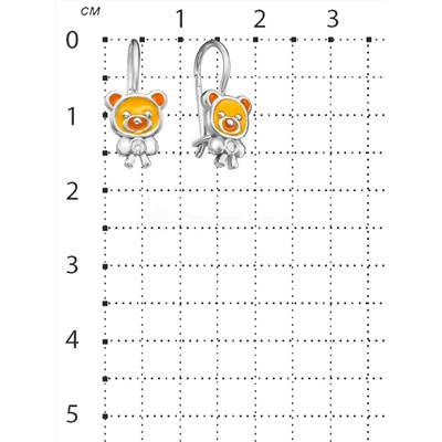 Серьги детские из серебра с эмалью и фианитами родированные - Мишки 925 пробы 2113060