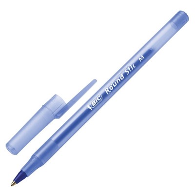 Ручка шариковая BIC Round Stic Classic, узел 1.0 мм, среднее письмо, чернила синие, одноразовая, тонированный голубой корпус
