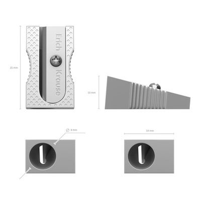 Точилка 1 отверстие ErichKrause Ferro, алюминий, отверстие диаметром 8 мм, серая